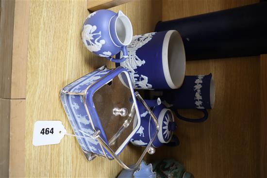 A group of Wedgwood blue jasper wares (6)